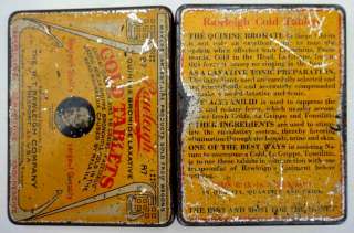 antique RAWLEIGH COLD TABLETS TIN w/PORTRAIT  