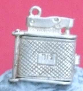 VINTAGE SILVER OPENING LIGHTER WITH PIPE BRACELET CHARM  