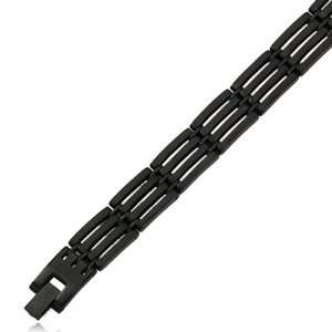    Mens Stainless Steel Midnight Black Link Bracelet: Jewelry