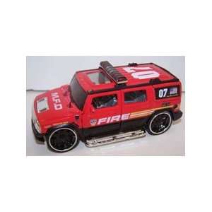   Hummer H2 Suv Pullback Metro Fire Logo in Color Red: Toys & Games