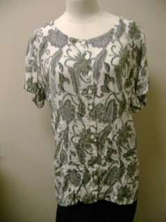 Her Style Floral Button Front Short Sleeve Top S NWT  