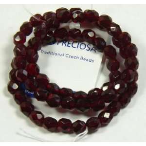  Garnet Red Czech Faceted Firepolished 6mm Glass Beads 16 Loose 