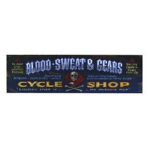  Custom Large Blood Sweat & Gears Cycle Shop Vintage Style 