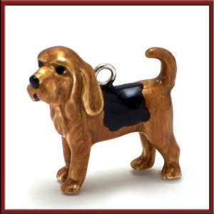    MiniPets Sterling Silver Enamel Bloodhound Dog Charm: Jewelry