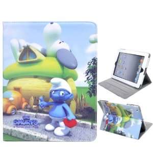  The Smurfs 3D Cartoon Brainy Smurfs Stand Leather Case for 