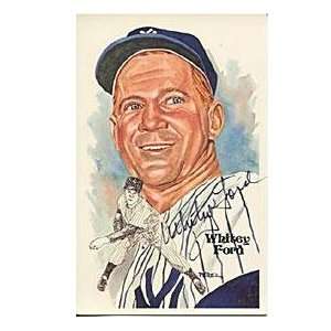  Whitey Ford Autographed Perez Steele Postcard   MLB Cut 