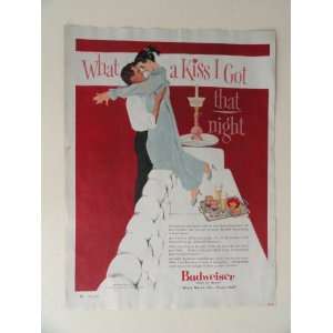  Budweiser Beer 1956 full page print advertisement. (what a 
