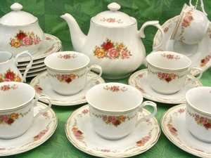 Cordelia 21pc. Tea Set Tea Pot, 6 Teacups & 6 Dessert  