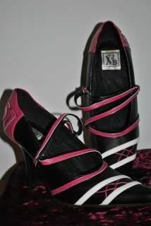 Womens X2B Black with Pink and White Classic Heels Pumps US 6.5 New 
