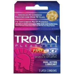 Trojan Pleasures Fire & Ice Dual Action Lubricated Latex Condoms 3 ct 