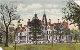 Taylor Hall Racine WI old 1900s Postcard  