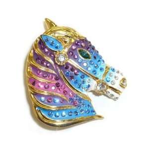  Colorful Crystal Horse Head Pin: Jewelry
