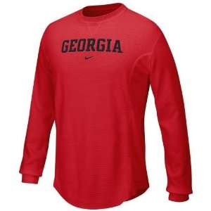 Nike Georgia Bulldogs Red Waffle Long Sleeve Crew Top:  