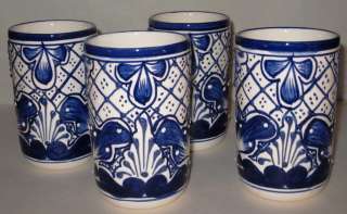 Mexican Pottery SM Talavera Drinking Glasses / SET OF 4  