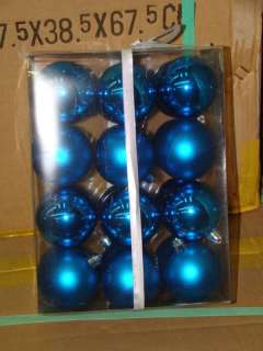 LOT OF 24 BLUE CHRISTMAS BALL ORNAMENTS NEW IN BOX!  