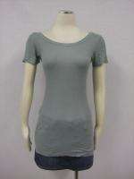   Ribbed Silk Scoop neck Tunic shirt Blueish grey Blouse M lovely  