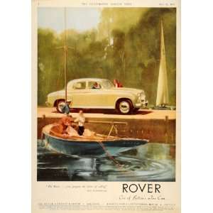  1955 Ad Rover Car Yellow British Automobile Sailboat 