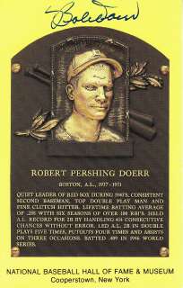 Bobby Doerr Red Sox Hall of Fame Postcard Plaque Signed Autograph COA 