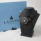 New Lanvin Necklace Pearl Gunmetal Strass Flower $1250 K 70250