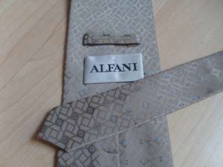New Mens ALFANI 57 Silk Tie Tan Gold Blue Geometric Diamonds FREE 