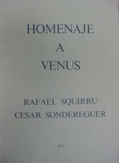 RAFAEL SQUIRRU CESAR SONDEREGUER Homenaje A Venus 1974  