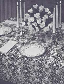 Vintage Crochet PATTERN MOTIF Block Crown Tablecloth  