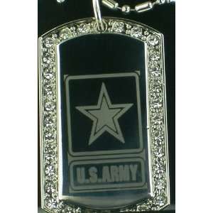    ARMY US ARMY LOGO CZ DOG TAG PENDANTS NECKLACE: Everything Else