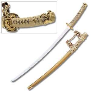 Samurai Sword Ceremonial Jin Tachi with Gold Scabbard Traditional 