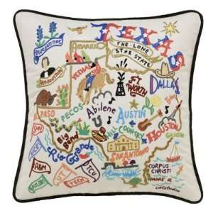  Catstudio Hand Embroidered Pillow   Texas