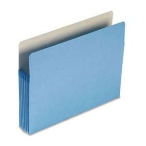   Inch Expansion Colored File Pocket, Straight Tab, Letter, Blue, 10/Box