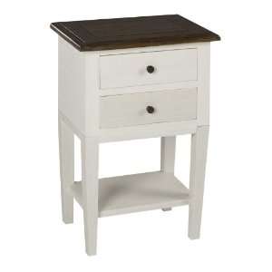   Drawers and Bottom Shelf in Distressed White and Brown Finish Beauty