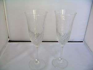 Pair of Champagne Flutes~Swirled Glass Crystal~Mikasa?  