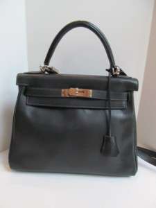 Authentic Hermes Dark Green Swift Leather Kelly Bag  28 PHW  