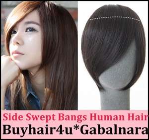 Side Swept Bangs Clip on Bangs Human Hair Extensions Clip in Hairpiece 