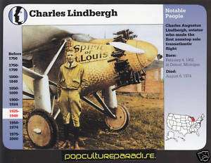 CHARLES LINDBERGH Spirit of St.Louis GROLIER STORY CARD  