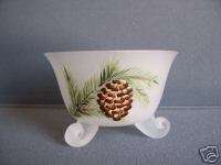 Hand Painted Pine Cone & Branches on Frosted Candy Dish  