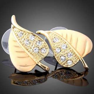 Swarovski Crystal Enamel Leaf Ear Stud Fashion Earrings  