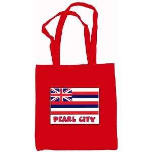  Pearl City Hawaii Souvenir Canvas Tote Bag Red: Everything 