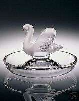 Lalique Crystal Swan Pin~Ring~Ash Tray~Signed~Mint  