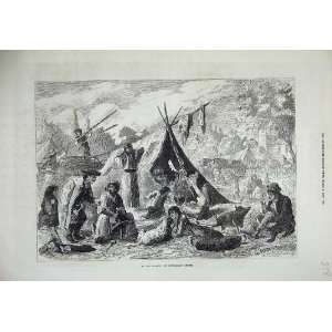   1873 Encampment Hungarian Gipsies Tent People Animals: Home & Kitchen