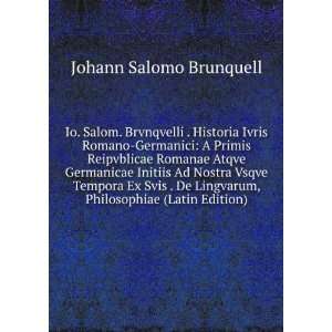   Svis . De Lingvarum, Philosophiae (Latin Edition): Johann Salomo