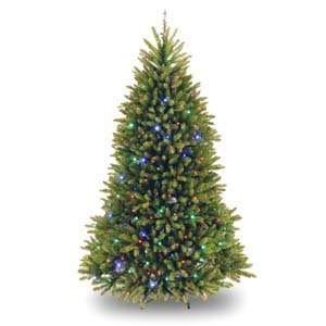 Dunhill Fir Hinged Tree with 500 Concave Multicolor LED Lights   7.5 