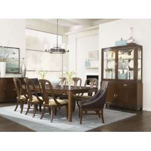   Rectangular Table Dining Set with Leather Club Chairs: Home & Kitchen