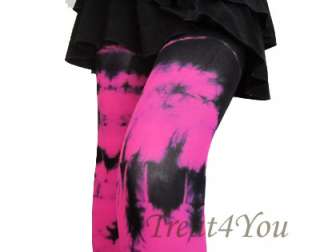 Brand New Sexy Opaque Bright Pink & Black Tie Dye Capri Leggings 
