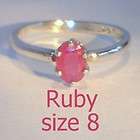 Natural Ruby in Sterling Silver Ladies Ring July Births
