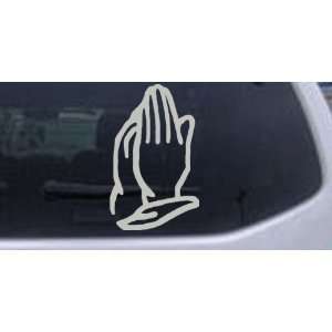 Silver 7.5in X 4.5in    Praying Hands Christian Car Window Wall Laptop 
