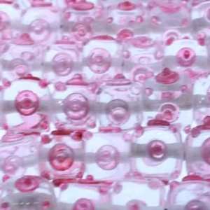  Lampwork Clear Pink  Cube Plain   16mm Diameter, Sold by 