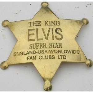  Solid Brass Elvis The King Super Star Fan Club Badge 