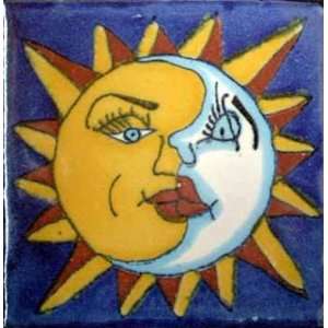  Sun and Moon with Face Ceramic Mexican Tile 4x4 Kitchen 