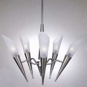  caliente chandelier in polished steel & frost glass: Home 